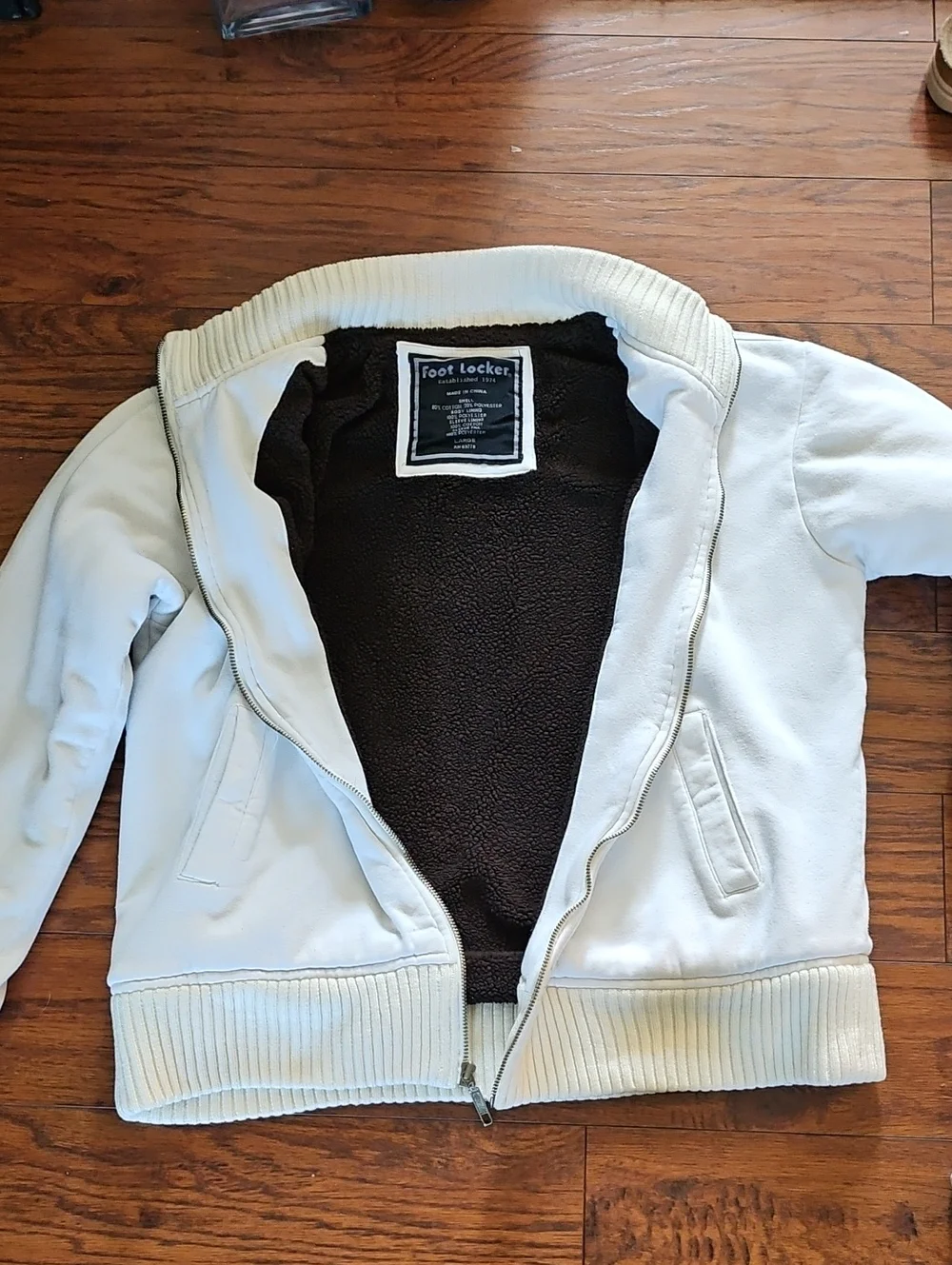 Vintage Foot Locker Sweatshirt Bomber Jacket Size Large White